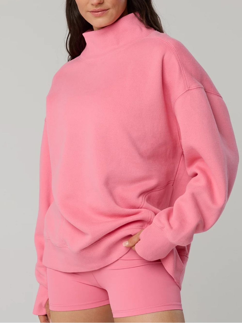 OFFLINE By Aerie Cloud Fleece Oversized Mockneck Sweatshirt | Playful Pink